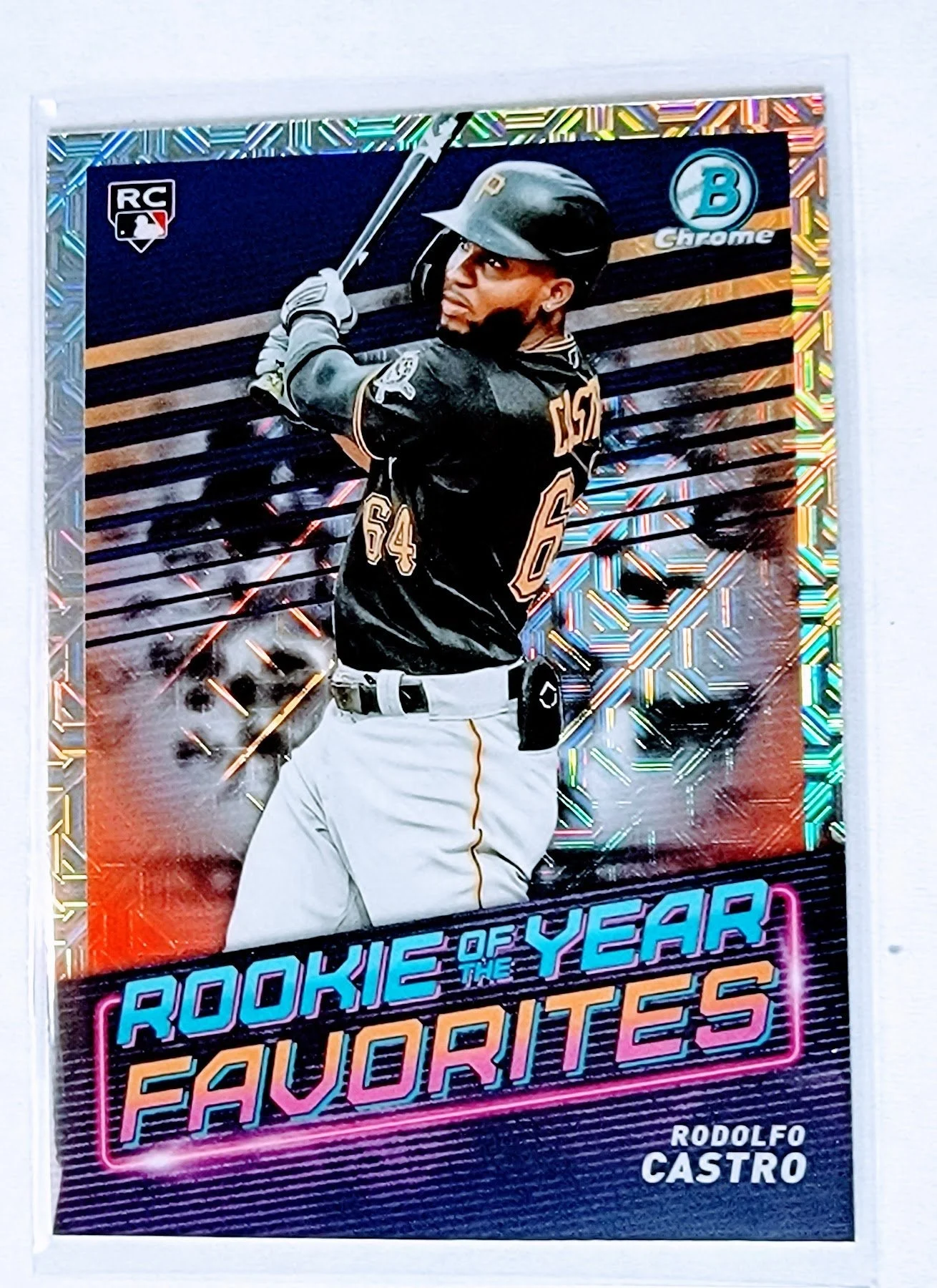 2022 Bowman Chrome Rodolfo Castro Rookie of the Year Favorites Mojo Rookie Refractor Baseball Trading Card SMCB1