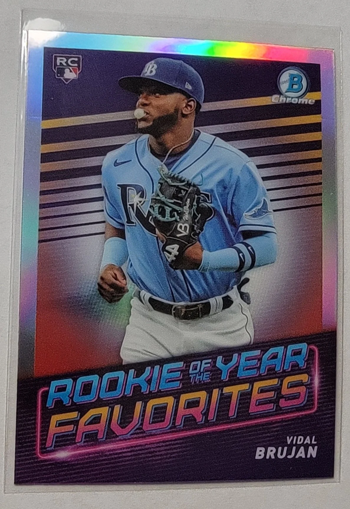 2022 Bowman Chrome Vidal Brujan Mega Box Rookie of the Year Favorites Refractor Baseball Card AVM1