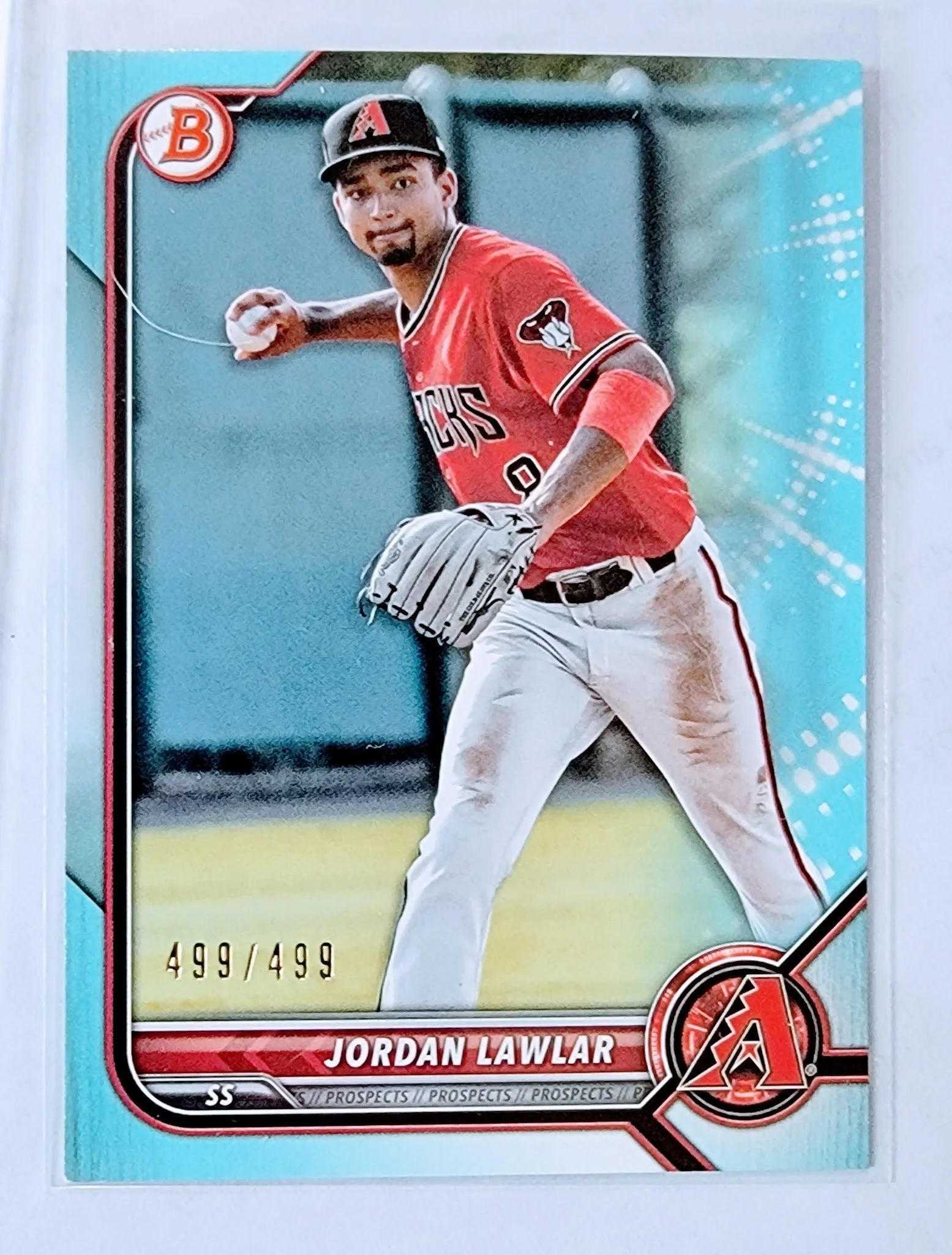 2022 Bowman Jordan Lawlar 1st on Bowman #'d/499 Blue Arizona Diamondbacks Prospect Baseball Trading Card GRB1