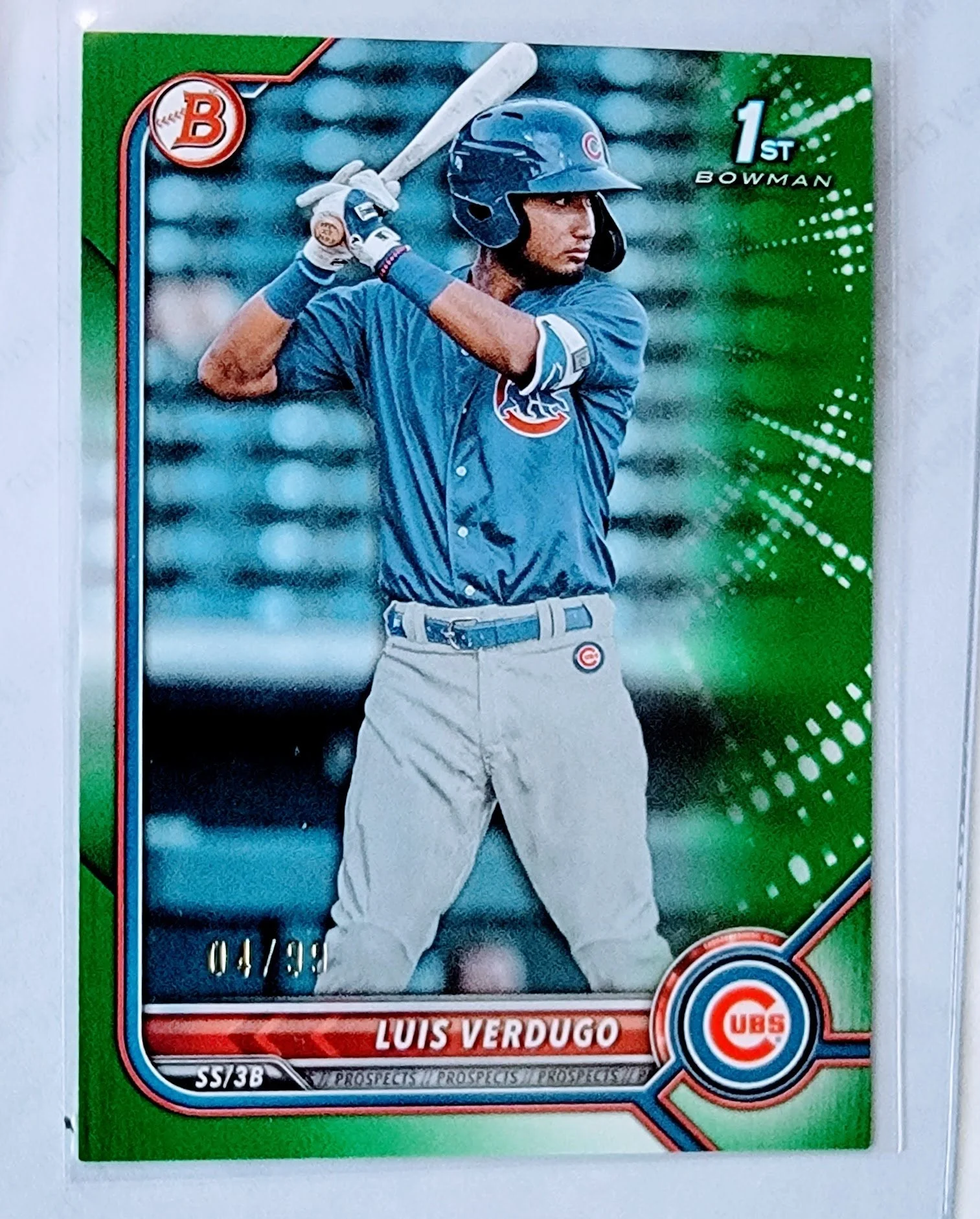 2022 Bowman Luis Verdugo 1st on Bowman Chicago Cubs Prospect #'d/99 Green Baseball Trading Card GRB1