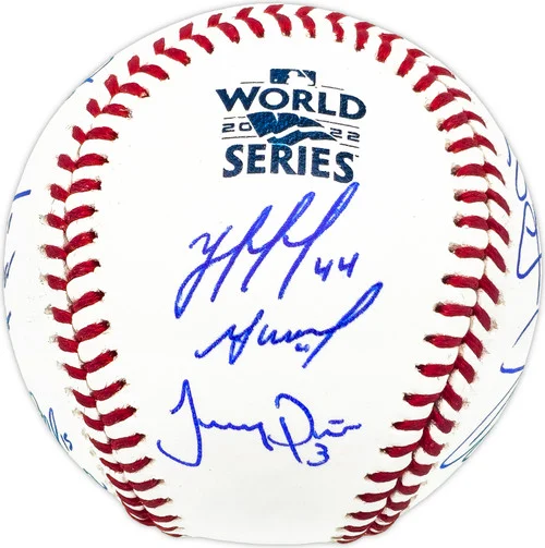 2022 World Series Champion Houston Astros Team Signed Autographed Official 2022 World Series Logo MLB Baseball With 21 Signatures Including Jose Altuve & Yordan Alvarez Beckett BAS Witness #WX88123