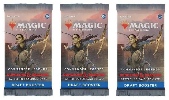 3 Packs MTG Draft Booster Pack Lot MTG Commander Legends Battle for Baldurs Gate