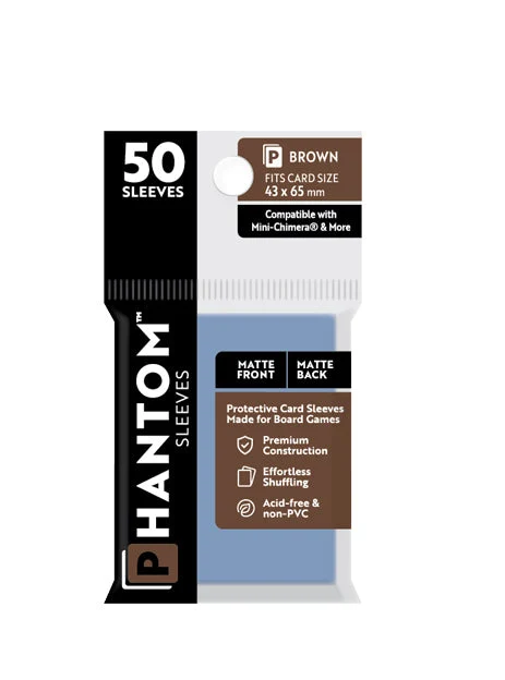 5 Packs Phantom Sleeves: "Brown Size" (43mm x 65mm) - Matte Matte (50) (Compatible with: Mini-Chimera and More) Value Bundle!