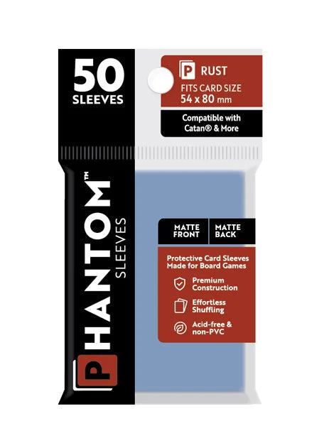 5 Packs Phantom Sleeves: "Rust Size" (54mm x 80mm) - Matte Matte (50) (Compatible with: Catan and More) Value Bundle!