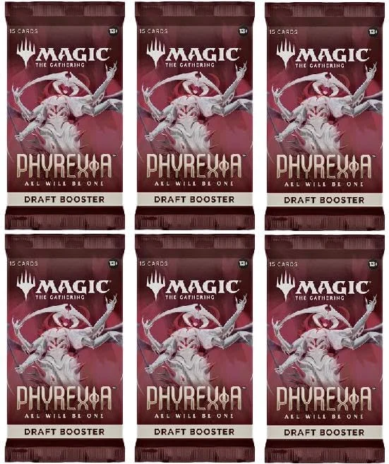 6 Packs Magic: the Gathering Draft Booster Pack Lot MTG Phyrexia all will be one