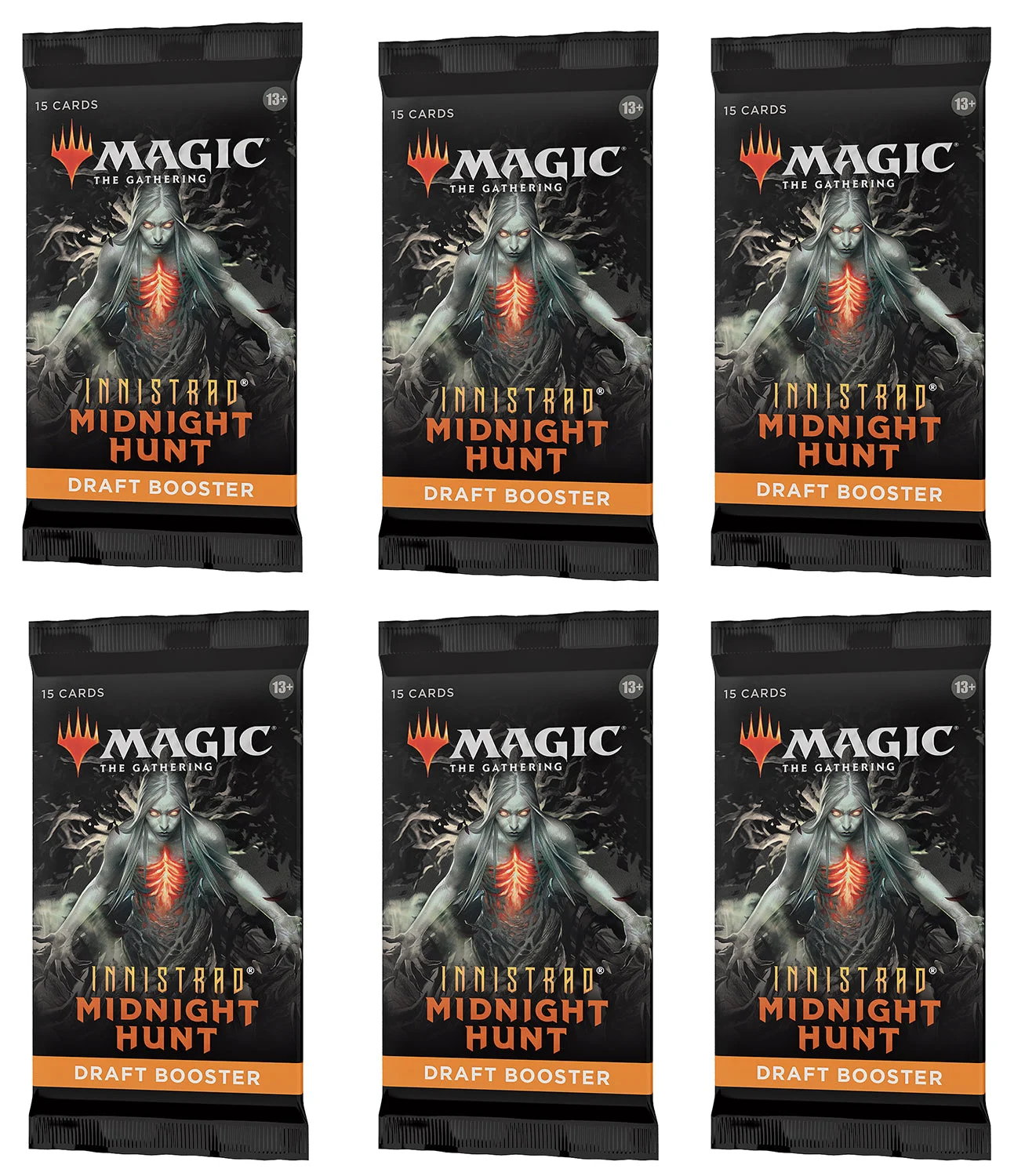6 Packs MTG Draft Booster Pack Lot MTG Innistrad Midnight Hunt