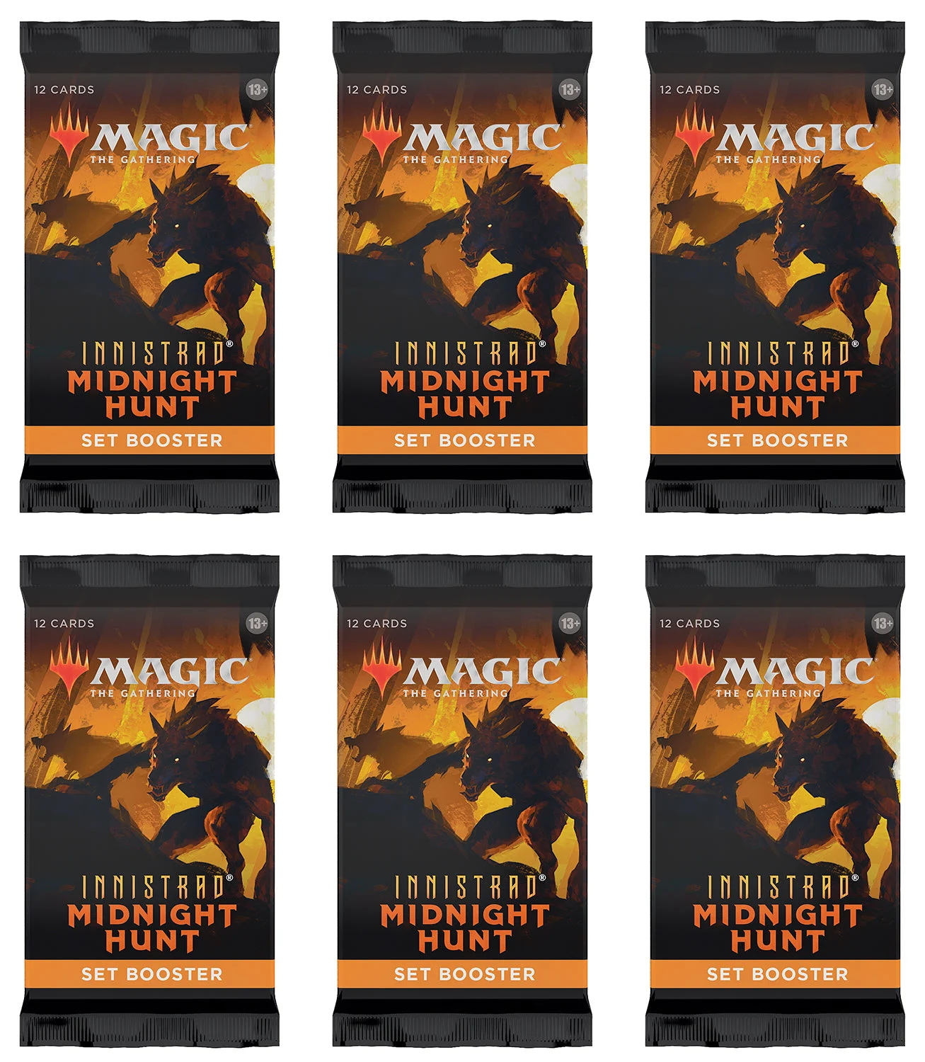 6 Packs MTG Set Booster Pack Lot MTG Innistrad Midnight Hunt