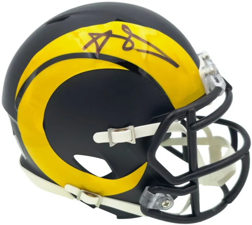Aaron Donald Autographed Los Angeles Rams Black Rivalries Speed Mini Helmet Beckett BAS Witness Stock #261457