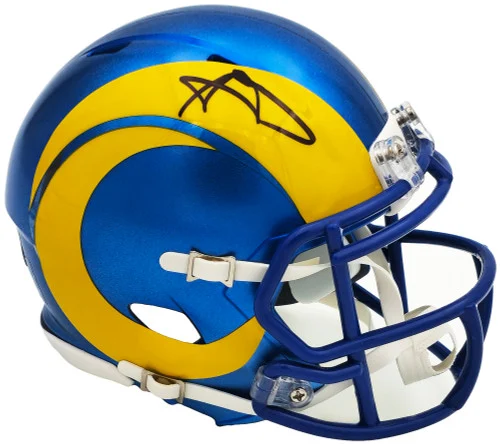 Aaron Donald Autographed Los Angeles Rams Blue Speed Mini Helmet Beckett BAS Witness Stock #224833