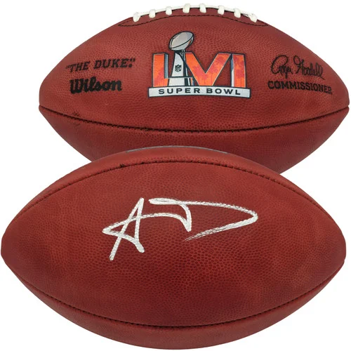 Aaron Donald Autographed Los Angeles Rams Official Super Bowl LVI Logo Leather Football Beckett BAS Witness Stock #261458