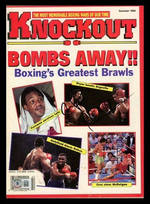 Aaron Pryor & Alexis Arguello Autographed KO Magazine Beckett BAS QR #BK08754