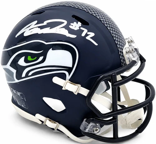 Abraham Abe Lucas Autographed Seattle Seahawks Blue Super Bowl LX Champions Logo Speed Mini Helmet MCS Holo Stock #263035