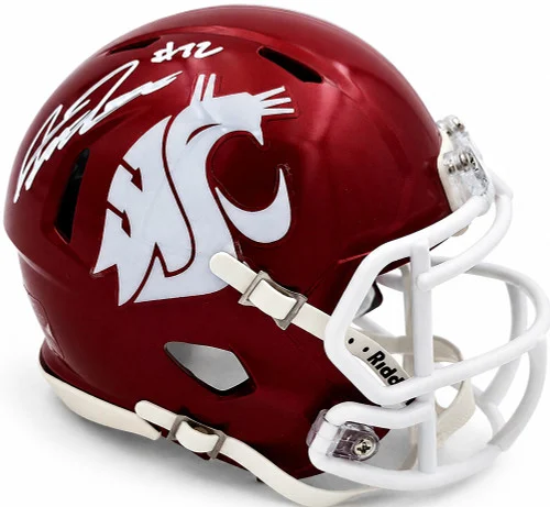 Abraham Abe Lucas Autographed Washington State Cougars Crimson Speed Mini Helmet MCS Holo Stock #263040