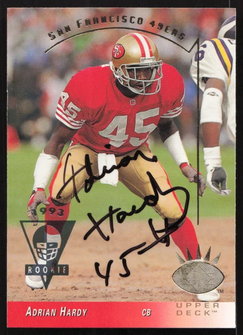 Adrian Hardy Autographed 1993 Upper Deck SP Rookie Card #236 San Francisco 49ers SKU #260650