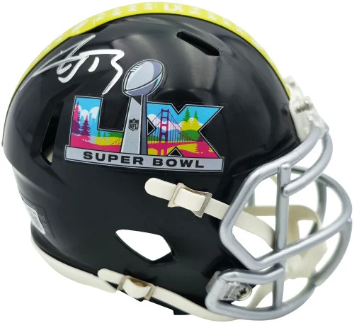 AJ Barner Autographed Seattle Seahawks Black Super Bowl LX Logo Speed Mini Helmet Beckett BAS Witness Stock #262486
