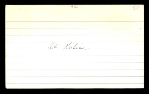 Al Kaline Autographed 3x5 Index Card Detroit Tigers (Back Damage) SKU #213719