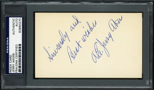 Albert Earl "Jerry" Akers Autographed 3x5 Index Card Washington Senators "Sincerely and Best Wishes" PSA/DNA #83860270