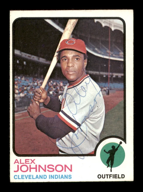 Alex Johnson Autographed 1973 Topps Card #425 Cleveland Indians SKU #204335