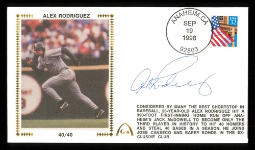 Alex Rodriguez Autographed 1998 First Day Cover Seattle Mariners SKU #222399