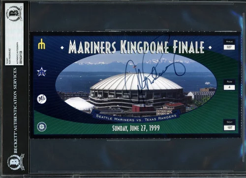 Alex Rodriguez Autographed June 27th, 1999 Ticket Seattle Mariners Last Game in Kingdome Beckett BAS #16341138