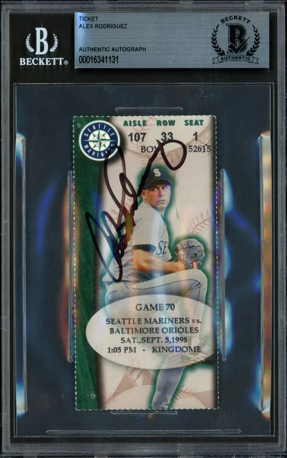 Alex Rodriguez Autographed September 5th, 1998 Ticket Seattle Mariners 40th Stolen Base Game 40/40 Club Beckett BAS #16341131