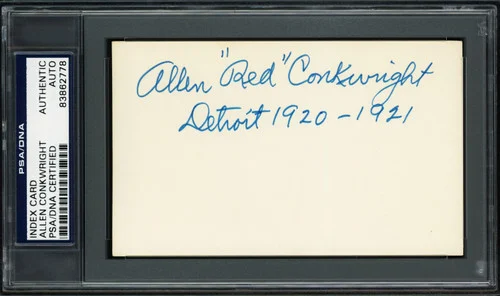 Allen "Red" Conkwright Autographed 3x5 Index Card Detroit Tigers "1920-21" PSA/DNA #83862778