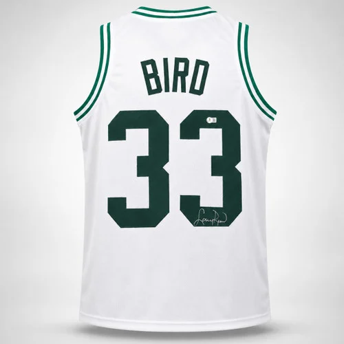 Boston Celtics Larry Bird Autographed White Jersey Beckett BAS QR Stock #265943