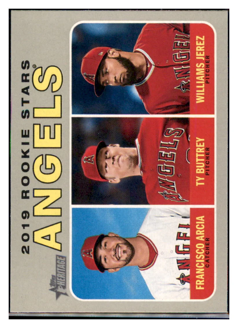 Buttrey, Arcia, Jerez: 2019 Topps Heritage L.A. Angels Rookie Stars #244 Card TMH1B