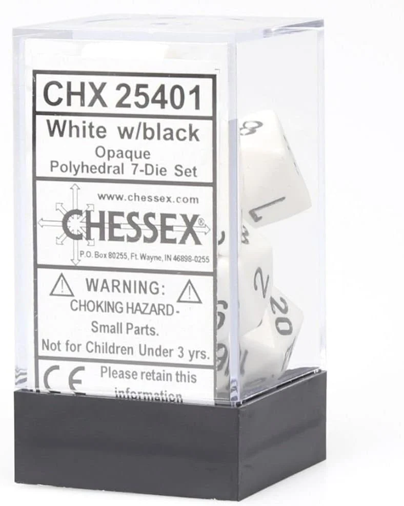 Chessex Dice-Opaque Ivory/Black Set, Multicolor (7)