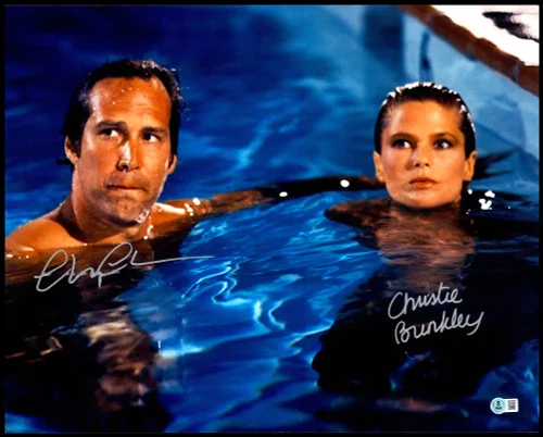 Chevy Chase & Christie Brinkley Autographed 16x20 Photo National Lampoon's Vacation (Smudged) Beckett BAS Witness #2W085659