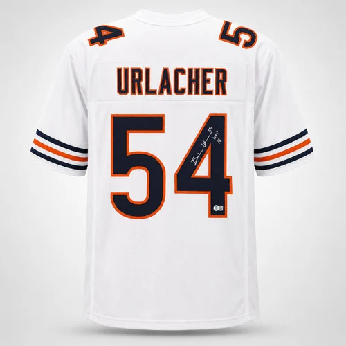 Chicago Bears Brian Urlacher Autographed White Jersey "HOF 18" Beckett BAS Witness Stock #265936