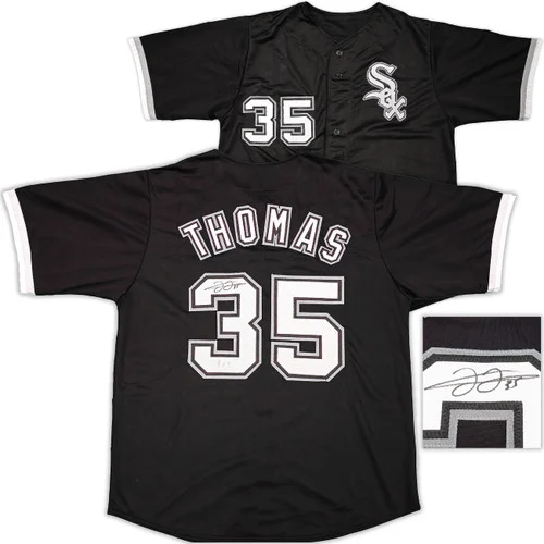 Chicago White Sox Frank Thomas Autographed Black Jersey Beckett BAS Witness Stock #239750