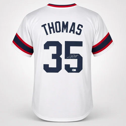 Chicago White Sox Frank Thomas Autographed White Jersey Beckett BAS QR Stock #265934