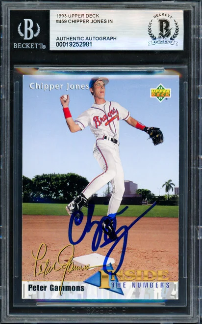 Chipper Jones Autographed 1993 Upper Deck Rookie Card #459 Atlanta Braves Beckett BAS #19252981
