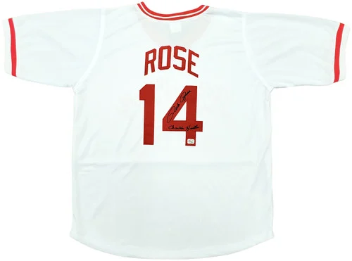 Cincinnati Reds Pete Rose Autographed White Jersey "Charlie Hustle" PR Holo Stock #197039