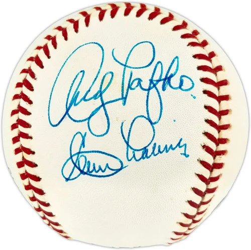 Clem Labine & Andy Pafko Autographed Official NL Baseball Brooklyn Dodgers Beckett BAS QR #BU86804