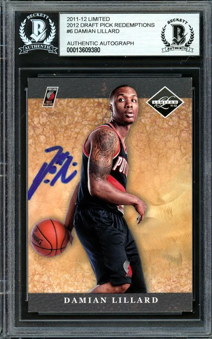 Damian Lillard Autographed 2011-12 Panini Limited Draft Pick Redemption Rookie Card #6 Portland Trail Blazers Beckett BAS #13609380