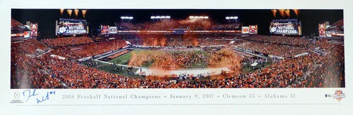 Deshaun Watson Autographed 13x40 Panoramic Photo Clemson Tigers 2016 National Champs (Minor Tear) Beckett BAS #I13261