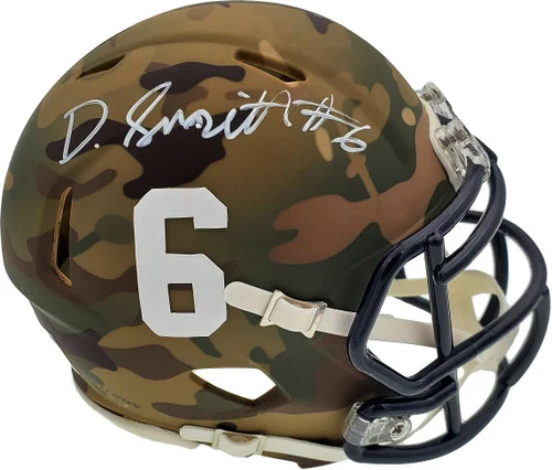 Devonta Smith Autographed Alabama Crimson Tide Camo Speed Mini Helmet Beckett BAS Stock #191111