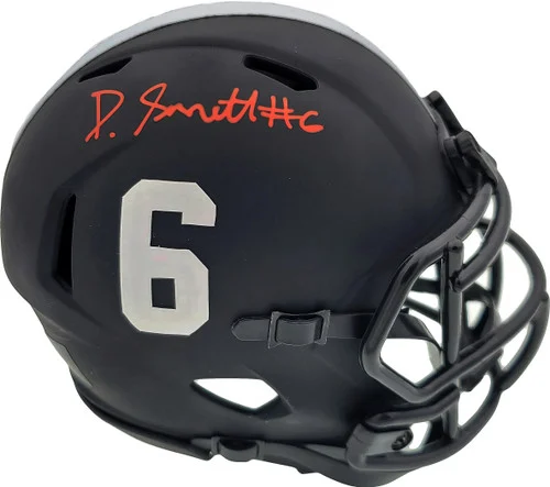 Devonta Smith Autographed Eclipse Black Alabama Crimson Tide Speed Mini Helmet Beckett BAS Stock #189550