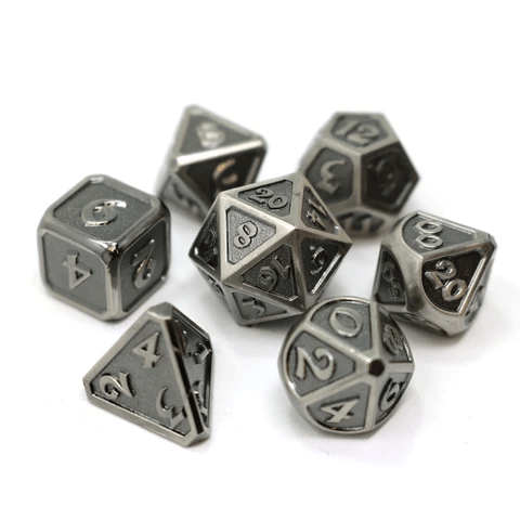DHD 7 Piece RPG Set Mythica Battleworn Silver