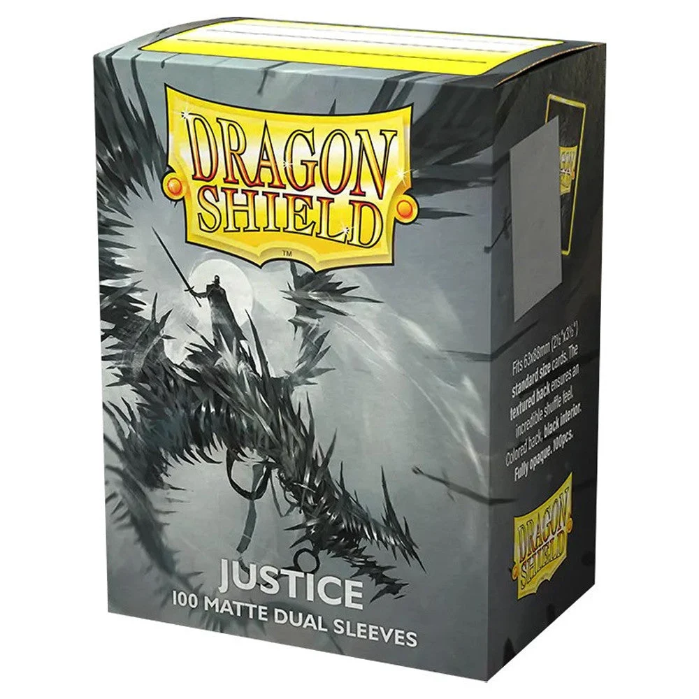 Dragon Shield Dual Matte Justice Silver Standard Size 100 ct Card Sleeves Individual Pack