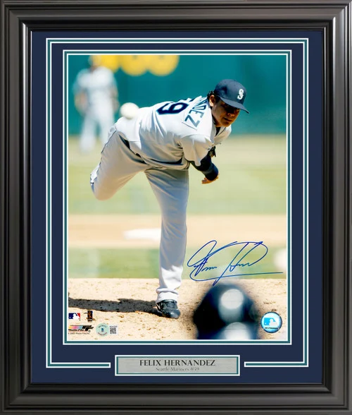 Felix Hernandez Autographed Framed 11x14 Photo Seattle Mariners Beckett BAS QR Stock #256662