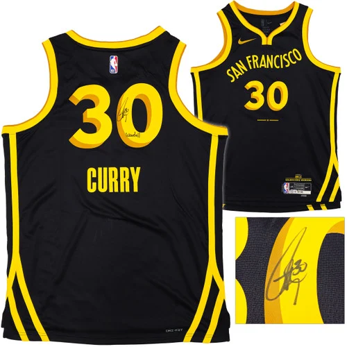 Golden State Warriors Stephen Curry Autographed Black Nike Swingman City Edition Jersey Size 48 JSA Stock #235500