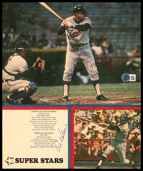 Harmon Killebrew & Al Kaline Autographed 10x12 Magazine Page Photo Beckett BAS QR #BM37502
