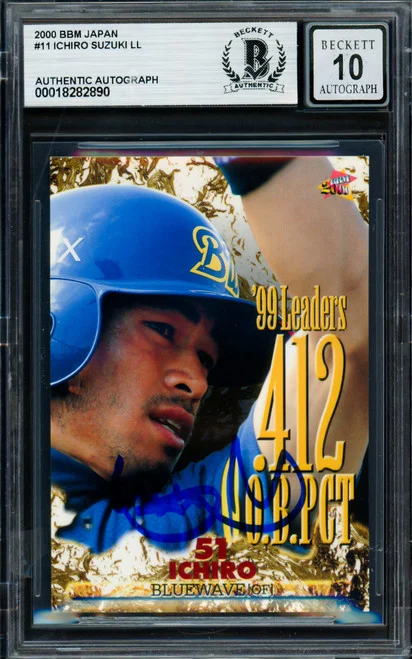 Ichiro Suzuki Autographed 2000 BBM Card #11 Orix Blue Wave Auto Grade Gem Mint 10 Beckett BAS #18282890