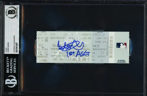 Ichiro Suzuki Autographed 2001 All Star Game Ticket Seattle Mariners "1st ASG" Beckett BAS #19815857