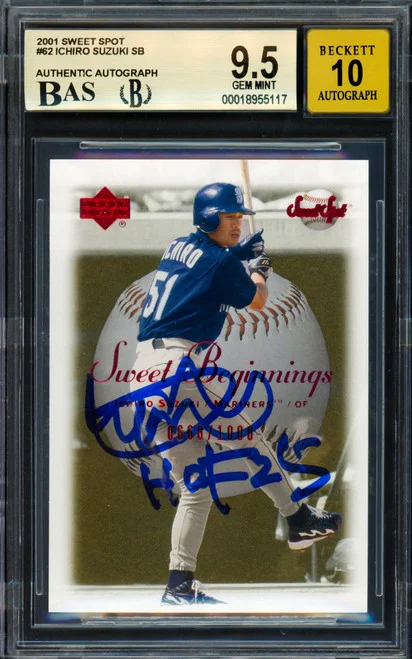Ichiro Suzuki Autographed 2001 Upper Deck Sweet Spot Rookie Card #62 Seattle Mariners BGS 9.5 Auto Grade Gem Mint 10 "HOF 25" Beckett BAS #18955117