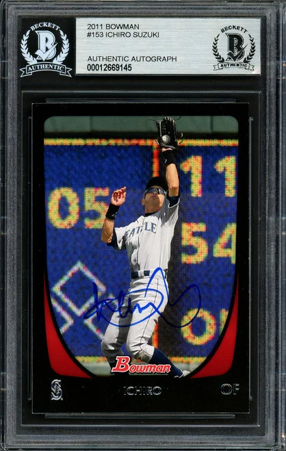 Ichiro Suzuki Autographed 2011 Bowman Card #153 Seattle Mariners Beckett BAS Stock #191330