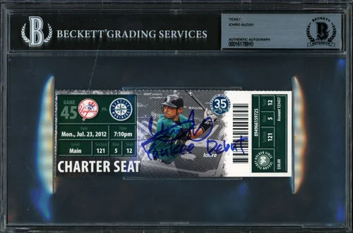 Ichiro Suzuki Autographed 2012 Ticket New York Yankees "Yankee Debut" Beckett BAS #16178910